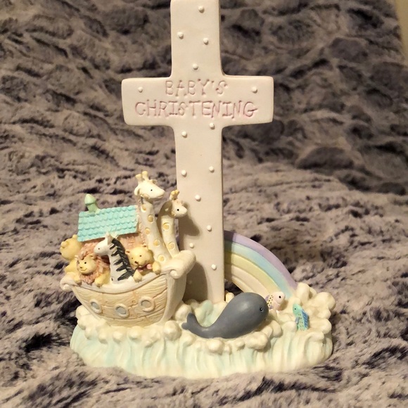 Noah’s Menagerie Baby’s Christening Cross Figurine